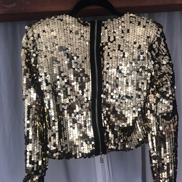 NWT Vicolo gold sequin zip up blouse - Picture 4 of 5